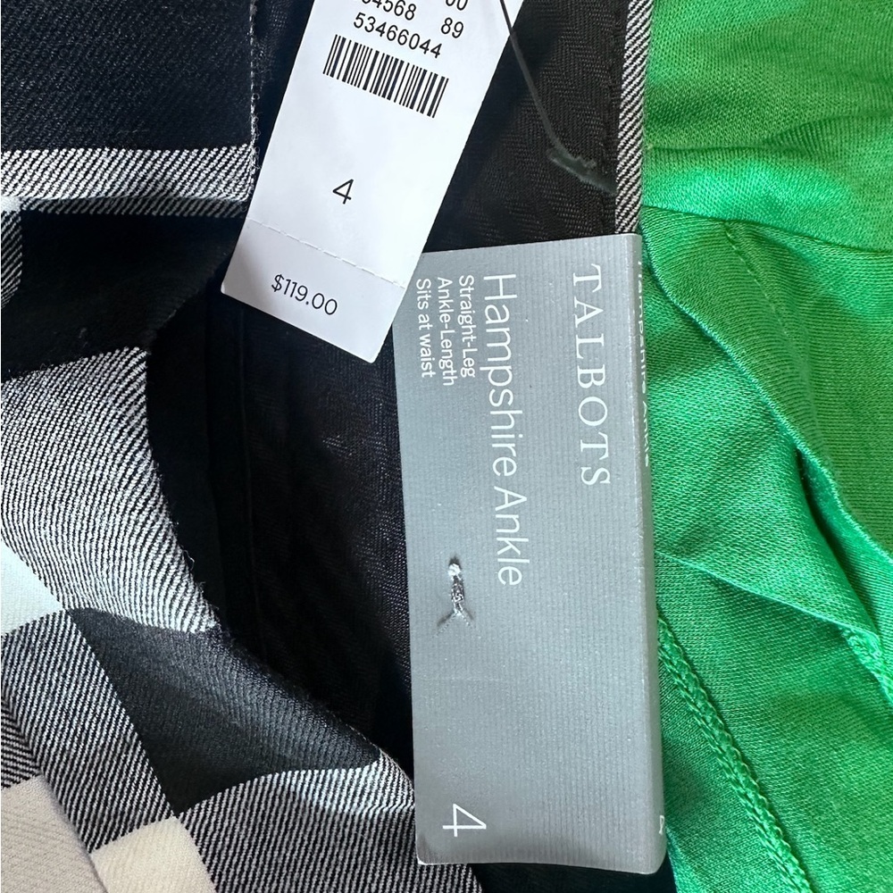 Talbots Hampshire Ankle Black and White Checkered Straight Leg Dress Pants - Picture 5 of 5